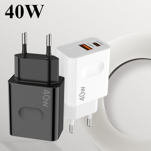 Chargeur mural double USB C 40W PD à charge rapide, adaptateur <span class=keywords><strong>secteur</strong></span> Type C PPS PD 3.0, prise EU/UK pour <span class=keywords><strong>iPhone</strong></span> 15 14 13 Samsung - Product Image 2