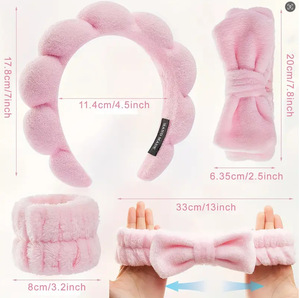 Khăn tắm hình bong bóng dễ thương dành cho nữ, dành cho bé gái, rửa mặt, chăm sóc da, băng đô trang điểm, băng đô, bộ dây đeo cổ tay - Product Image 2