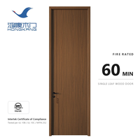 UL Listed 60 Min Fire Rated Wooden Door Modern Interior Timber Fireproof Door Single Leaf Walnut Flush Door for Hotel Apartment
