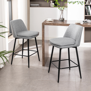 Modern Adjustable Counter Height Swivel Bar <b>Stools</b> Set of 2 360 Swivel Upholstered with Back Metal Legs for Dining/Living Room - Product Image 5