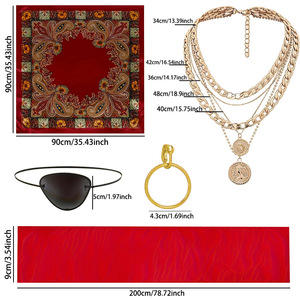 <span class=keywords><strong>Accessori</strong></span> per Costume da <span class=keywords><strong>Pirata</strong></span> per Festa di Halloween: Set con Foulard, Cintura, Collana e Braccialetto - Product Image 2