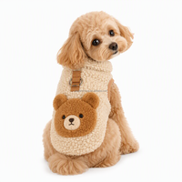 Gilet polaire personnalisé pour chien avec applique ours en peluche, harnais sans manches, vêtements chauds d'hiver pour chiots et chats, vente en gros OEM