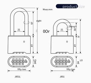 <span class=keywords><strong>Candado</strong></span> de Combinación de 4 Dígitos de Acero Inoxidable y Latón, Modelo JR51/JR51L, Venta Directa de Fábrica - Product Image 3