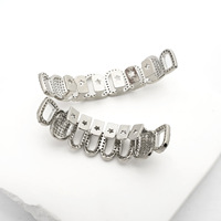 Vente en gros de fausses dents personnalisées, micro-incrustées de zirconium, style punk, Halloween, cosplay, gros bijoux dentaires dorés