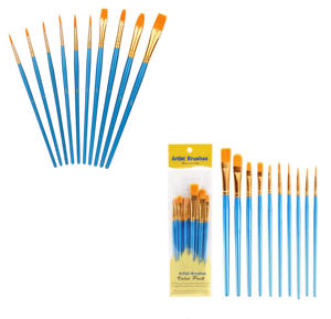 مجموعة فرش رسم للأطفال مكونة من 10 قطع، فرشاة رسم من شعر النايلون للرسم والتلوين بالألوان الأكريليك - Product Image 4