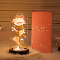 Lampe de nuit LED en acrylique en forme de cœur de rose éternelle, à piles, style romantique et féminin, ornement de bureau, décoration de chambre, cadeau pour