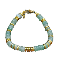 Bracelet unisexe en perles de pierre naturelle style bohème vintage chrétien, avec entretoise plaquée or 14 carats – Cadeau idéal – Vente chaude