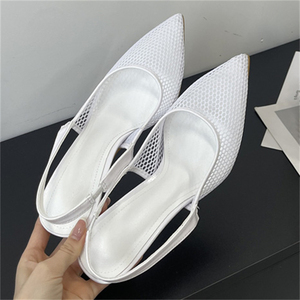 Sandalias de Tacón Alto con Punta en Pico, Elegantes y a la Moda para Mujer, Verano 2025, con Cordones, Malla Transpirable, Tacón Bajo - Product Image 6
