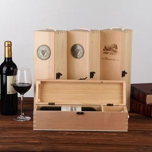 Caja de regalo de vino desechable de madera de pino de una sola botella, técnica pulida, rectángulo para whisky para ceremonias de cumpleaños, Brandys - Product Image 1