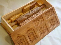 Kit de maison en pain d'épice en bois Rouleaux à pâtisserie dans une boîte Maison en pain d'épice Blocs en bois Ensemble de maisons de Noël en pain d'épice en bois