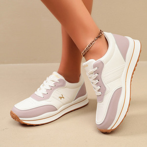 Zapatillas Deportivas Blancas con Suela Gruesa, Versátiles, Ligeras, con Bloques de Color, Casuales, para Mujer, Primavera 2026 - Product Image 1