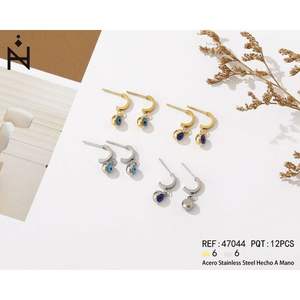 Pendientes de Moda Zi, Chapados en Oro, de Acero Inoxidable para Mujer, Juego de Regalo de Joyería, 12 Piezas - Product Image 4