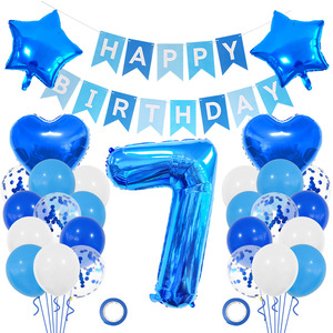 <span class=keywords><strong>Kit</strong></span> de ballons bleus pour <span class=keywords><strong>anniversaire</strong></span> d'enfants, fournitures pour fête d'<span class=keywords><strong>anniversaire</strong></span>, baby shower, bannière d'<span class=keywords><strong>anniversaire</strong></span>, drapeau suspendu, accessoires de fond photo - Product Image 5
