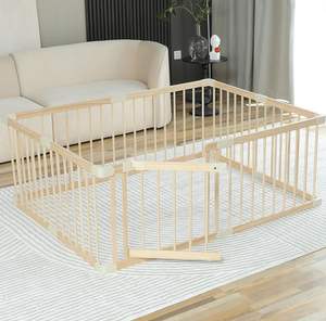 Parc de jeu pliable en bois portable 2026 pour bébés et tout-petits, barrière de sécurité rétractable avec porte verrouillable, aire de jeux pour enfants - Product Image 1