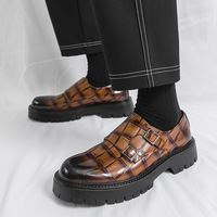 Sepatu Pria Formal Kulit Berkualitas Tinggi Model Bulat, Ukuran Besar, Sol Tebal, untuk Kantor, 3072 Fashion