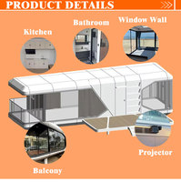 Capsule spatiale moderne préfabriquée, maison modulaire meublée avec système intelligent pour une vie de villégiature mobile, capsule habitable.