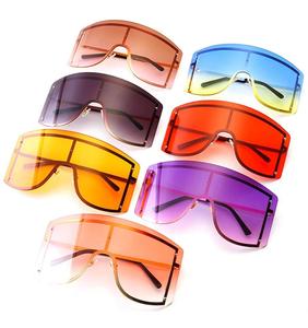 Lunettes de soleil carrées rétros, surdimensionnées, à monture métallique, une pièce, bouclier, Cool, collection <span class=keywords><strong>2021</strong></span> - Product Image 1