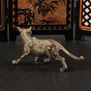Messing Ornamente Langs chwanz Bobcat Bronze Carving Handstück Tier katze dekorative Kunst handwerk. - Product Image 5