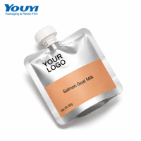 Pochette souple pour lait 50g 80g 100g avec design et taille personnalisés, sachet compressible autoportant pour l'emballage du lait