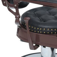Équipement de coiffure durable, mobilier de salon confortable, fauteuil de barbier à rivets, cuir PU classique, style vintage pour salon de coiffure