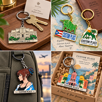 Porte-clés en métal souvenir de Porto Rico, alliage de zinc, forme irrégulière, design anime, fait main, cadeau de voyage, OEM ODM