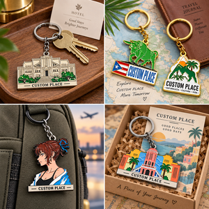 Porte-clés en métal souvenir de Porto Rico, alliage de zinc, forme irrégulière, design anime, fait main, cadeau de voyage, OEM ODM - Product Image 3