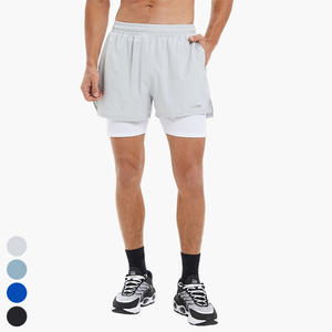 男士户外多口袋短裤二合一双层锻炼运动快干短跑步健身裤男士运动短裤 - Product Image 6