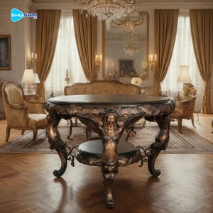 Base de Mesa de Escultura de Bronce Europeo de Lujo, Mesa de Té Antigua de Estilo Barroco con Trabajo de Enrollado para Decoración de Salón Interior Real y Villa - Product Image 4