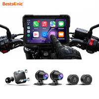 Bestsonic - Monitor Inteligente para Motocicleta de 7 Pulgadas, GPS, Pantalla Portátil con Carplay, Android Auto, Airplay, BT, Cámara Dual, Resistente al Agua, OEM de Fábrica