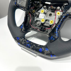 Volant en fibre de carbone forgée bleu pour <span class=keywords><strong>Chevrolet</strong></span> <span class=keywords><strong>Silverado</strong></span> avec cuir perforé pour <span class=keywords><strong>Silverado</strong></span> <span class=keywords><strong>2005</strong></span>-2023 - Product Image 3