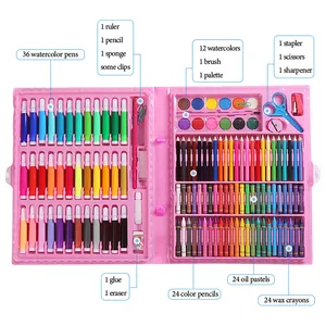 लोकप्रिय बच्चों उपहार 150 ब्रश सेट, Crayons तेल Pastels रंगीन पेंसिल मार्करों प्राथमिक स्कूल कला चित्रकारी स्टेशनरी रंग सेट