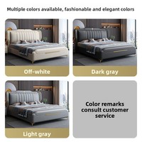 Italienischer Stil Luxus Modernes Schlichtes Kingsize-Bett Echtes Leder Weiche Polsterung Holzrahmen für Apartment Schlafzimmer
