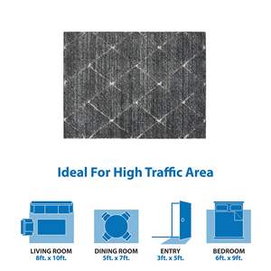 DB Talas Handmade Polyester Trellis Area <b>Rug</b> Classic Abstract Rectangle Design in <b>Grey</b> <b>and</b> <b>Cream</b> for Living Room or Bedroom - Product Image 3