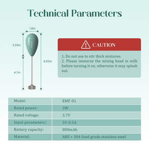 Mini baguette de mousseur à lait automatique avec mousseur à café électrique USB rechargeable 800mAh - Product Image 3
