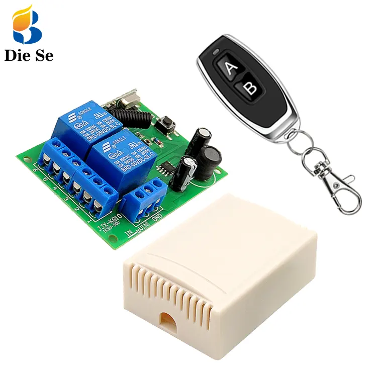 433Mhz RF Télécommande Circuit Universel Sans Fil Commutateur DC 5V 12V 24V 2CH rf Relais Récepteur et Keyfob Émetteur pour Garage