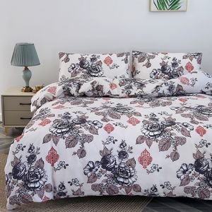 Juego de cama suave y sencillo de 3 piezas con estampado de plantas para dormitorio y habitación de invitados Sábana bajera + 2 fundas de almohada Uso para todas las estaciones - Product Image 5