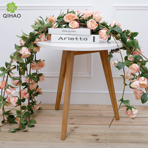 QIHAO <b>Artificial</b> Rose <b>Vine</b> Silk <b>Flower</b> Wedding Decoration Wall Hanging Home Decor Reusable High Simulation - Product Image 1