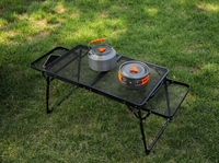 Meja Lipat Aluminium Multifungsi untuk Berkemah di Luar Ruangan, Meja BBQ Portabel dengan Rangka Logam