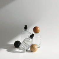 Flacon de parfum cylindrique moderne en verre avec couvercle en bois, 30ml, 50ml, 100ml, avec capuchon pulvérisateur et diffuseur à bâtonnets, emballage de luxe, vente en gros