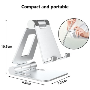 <span class=keywords><strong>Support</strong></span> de téléphone portable pliable en alliage d'aluminium flexible, personnalisable en usine, hauteur réglable pour écrans de 4 à 10 pouces, portable - Product Image 3