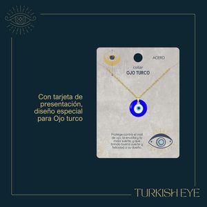 11cm lungo occhio turco color oro ciondolo in acciaio inossidabile 30cm catena a maglie 0.1kg minimalista bella collana - Product Image 4