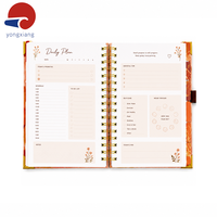 Agenda personnalisé imprimé avec couverture rigide, carnet à spirales double, avec onglets mensuels et fermeture élastique