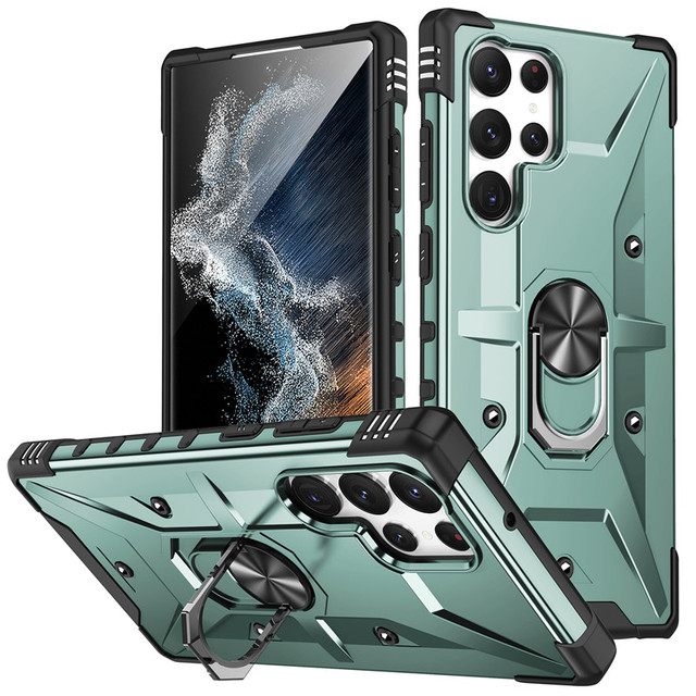Hybrid 2 in 1 PC+TPU Bracket Stand Smartphone Shell for Samsung Galaxy S23 Ultra Dual-purpose Mobile Phone Case Back Cover