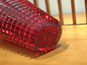 Jarrón de Cristal de Lujo con Diseño de Diamantes, Jarrón Redondo de Cristal Rojo, Decoración para el Hogar y Bodas, Florero - Product Image 3