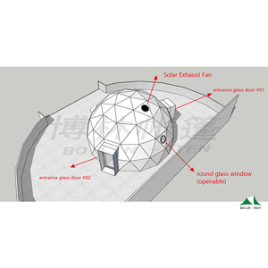 Tente de camping hôtel <span class=keywords><strong>Champing</strong></span> Tente dôme géodésique imperméable et transparente à double porte - Product Image 6