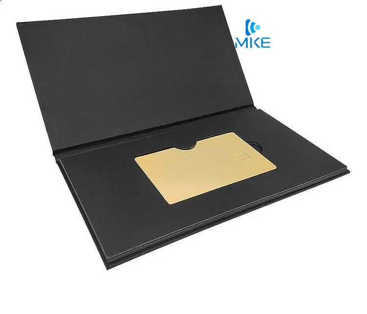 Carta di carta di lusso magnetica polvere di bellezza spazzola logo bianco e scatole nere di credito gif metallo biglietto da visita imballaggio