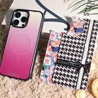 Coque de téléphone à panneau arrière magnétique remplaçable pour iphone 17 / 17pro/17promax/17air avec le doré à pois rose rouge
