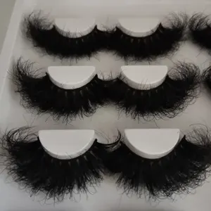 Dramatic Long Thick Full Fluffy 25mm Mink Strip Lashes 8D Reusable Eyelashes Private Label Mink Lashes Wholesale