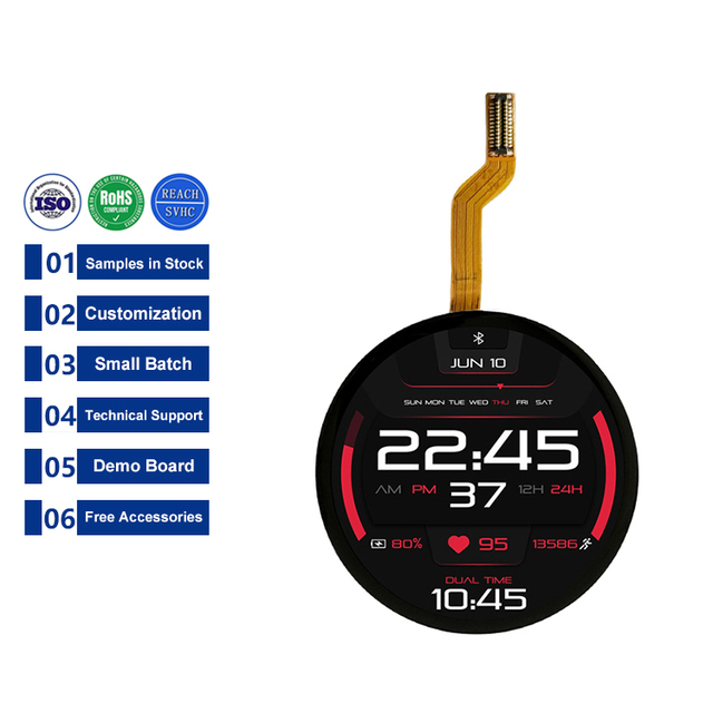 1.19 1.2 Inch 390*390 QSPI 24Pin Round OLED Display with Oncell Touch Cover Panel for Smart Watch Circular AMOLED Touch Screen