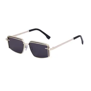 2023 Unisex Metalen Zonnebril Logo Custom Luxe Mannen Metalen Zonnebril Uv 400 Lens Mode Tinten Zonnebril